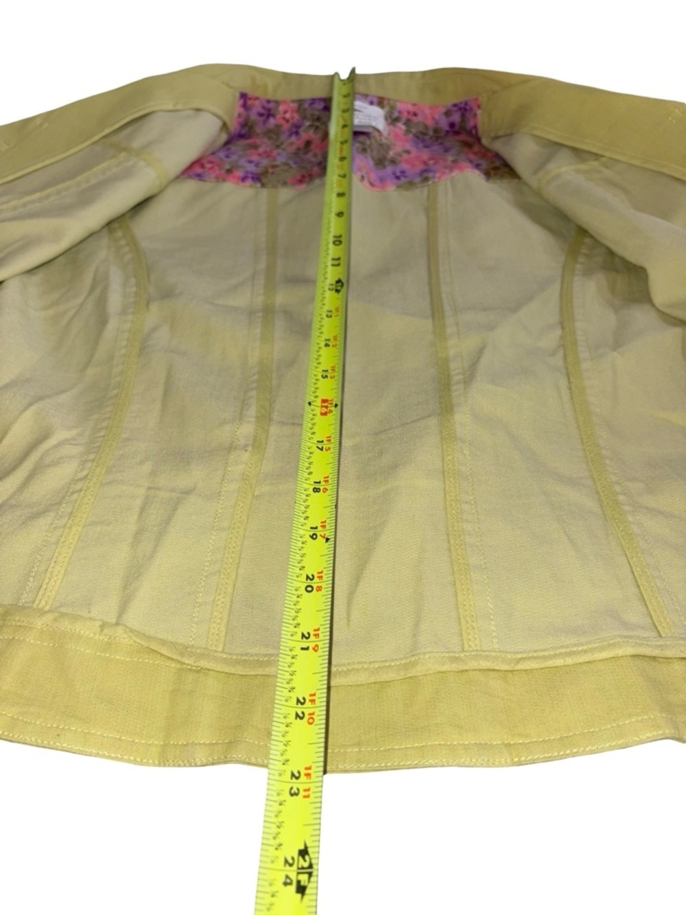 Christopher & Banks Petite Medium Yellow/green Button Front Jacket Floral Lining - Picture 7 of 11